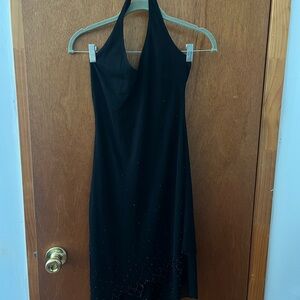 Black Y2K backless halter dress